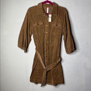 Anthropologie corduroy brown dress size 2 new with tags